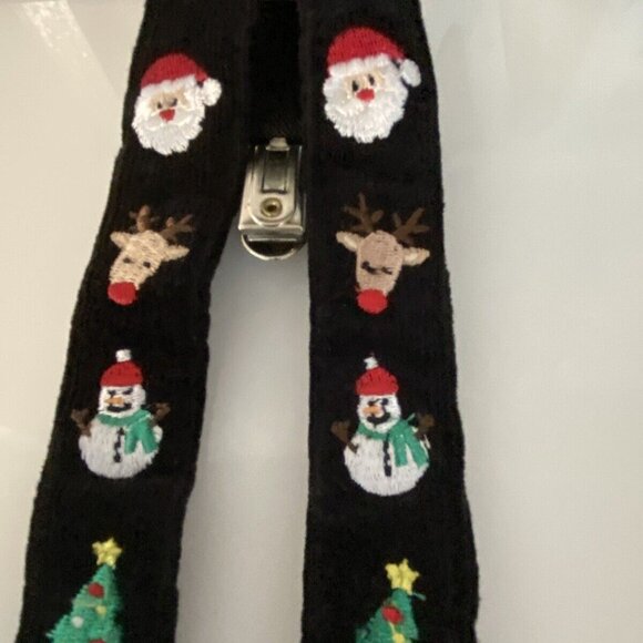 Toddlers Kids Black Suspenders Christmas Tree Santa Adjustable Clip On Y Back - Picture 4 of 16